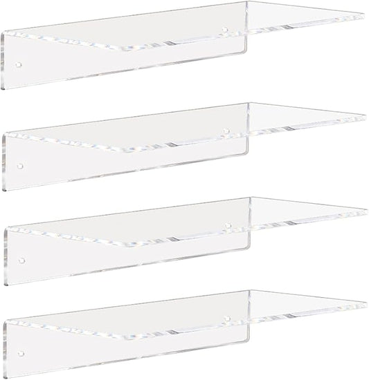 Weiai Clear Acrylic Shelves 12 Inch, Floating Wall Mounted Shelf by Weiai