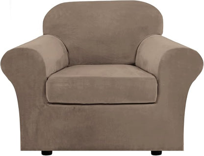 H.VERSAILTEX Rich Velvet Stretch 2 Piece Cover Chair Slipcover Sofa Cover by HVERSAILTEX