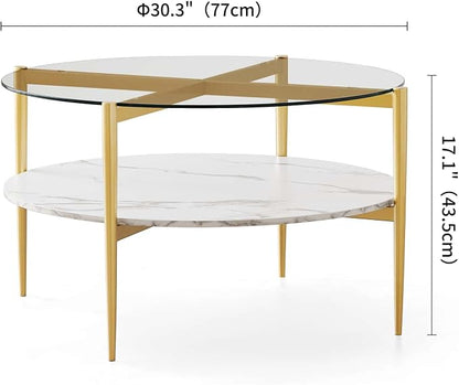 LumFurn Round Coffee Table for Living Room, Mid-Century Modern Design, D30 x H17 - Image 2