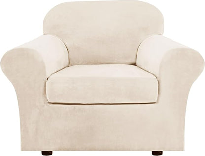 H.VERSAILTEX Rich Velvet Stretch 2 Piece Cover Chair Slipcover Sofa Cover by HVERSAILTEX