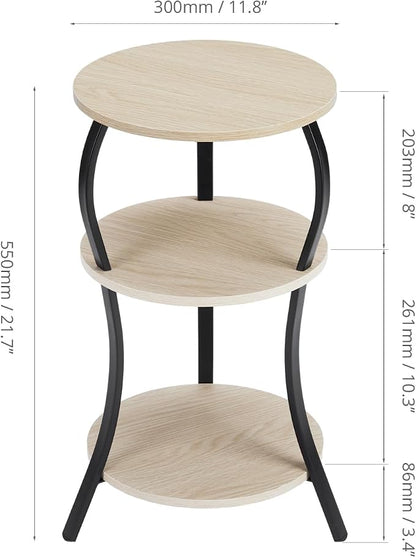 Vintage Small Round Side Table, 3-Tier Slim Waist Circular End Table - Image 3