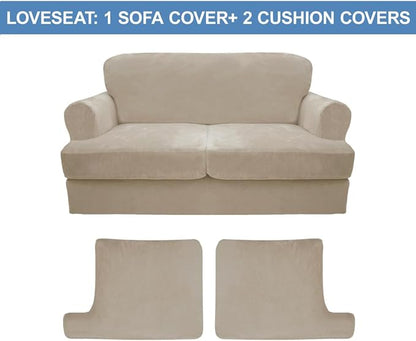 CUCRAF Cushion Sofa Cover 3 Piece Slipcovers, Soft Thick Velvet Couch Cover - Image 5