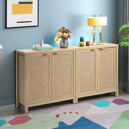 SICOTAS Rattan Sideboard Buffet Cabinet - Image 6
