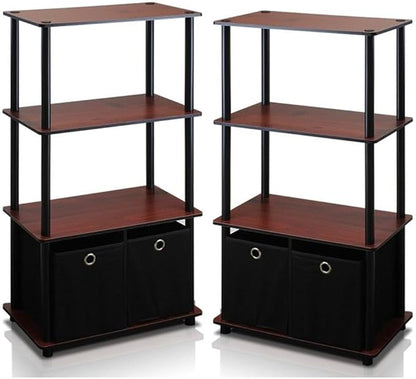 Furinno GO GREEN Storage Shelf Set of 2, 4-Tier Storage Rack by Furinno-FitsYourSpaceFitsYourBudget