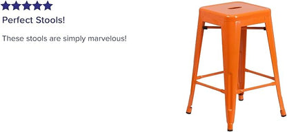 Flash Furniture Lily 4 Pack Commercial Grade 24" High Backless Orange Metal - Image 5