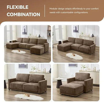 110.6" L Shaped Modular Sectional Sofa Modern Chenille Comfy Couch - Image 6