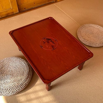 Square Folding Coffee Table, Solid Wood Low Dining Table by Unknown