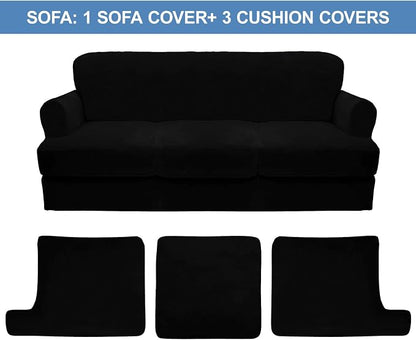 CUCRAF Cushion Sofa Cover 4 Piece Slipcovers, Soft Thick Velvet Couch Cover - Image 5