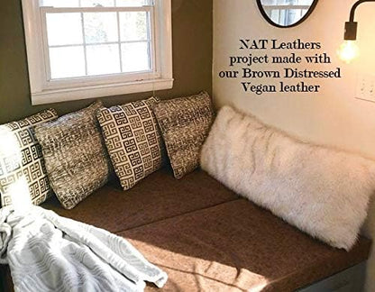 NAT Leathers | Brown Distressed Crazy Horse Oily Faux Vegan Leather PU | 4 Yard - Image 7