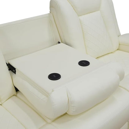 Power Recliner Sofa with LED Lights, Leather Power Reclining Sofa, Living Room - Image 5