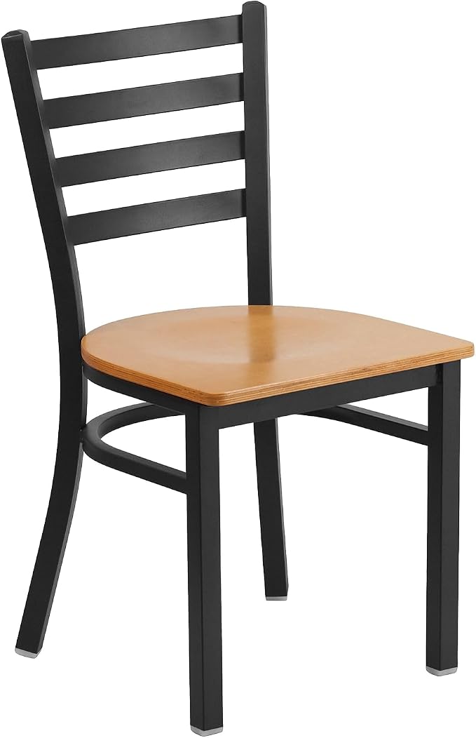 Flash Furniture 2 Pack HERCULES Series Black Ladder Back Metal Restaurant Chair - Image 6