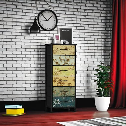 Furnulem Tall 6 Drawers Dresser, Vintage Storage Organizer Unit - Image 6