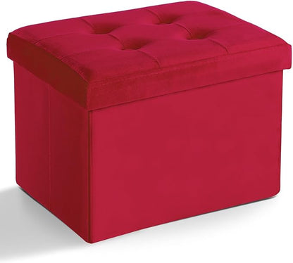 LINMAGCO Storage Ottoman Folding Foot Stool Velvet Foot Rest by LINMAGCO