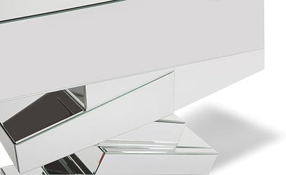 ZURI Furniture Modern Naxos Console Table Mirrored Glass Finish Sharp Geometric - Image 5