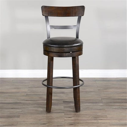 Pemberly Row Set of 3 Wood Bar Unit and 2 Swivel Barstool - Image 9