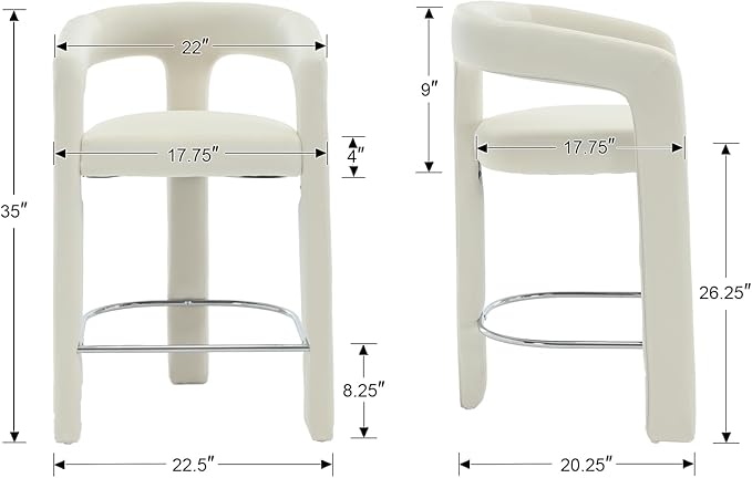 HNY 26 Inch Modern Tall Barrel Bar Stool, Velvet Upholstered Barstools - Image 2