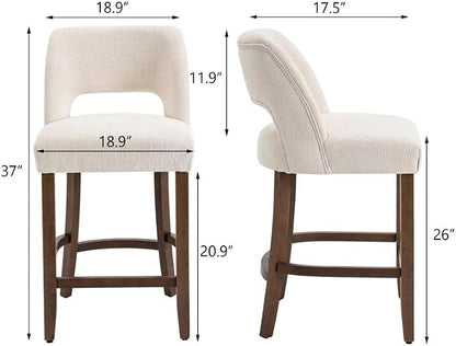 VKNOW Bar Stools Set of 2, Upholstered Counter Height Bar Stools, Modern - Image 2