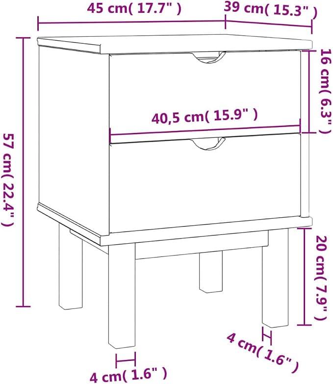 Scandinavian Style Bedside Cabinet in Brown and White Solid Pine Wood - Image 2