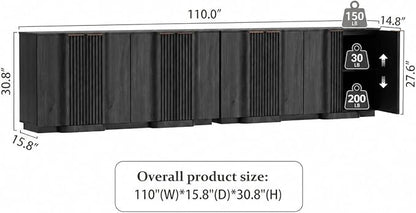 Brafab Buffet Cabinet, Wood Fluted Credenza - Image 2