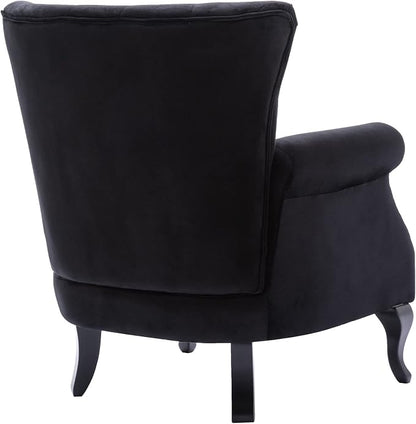 Set of 2 Mid-Century Modern Accent Chair, Velvet Armchair w/Tufted Back/Wood - Image 7
