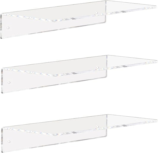 Weiai Clear Acrylic Shelves 12 Inch, Floating Wall Mounted Shelf by Weiai