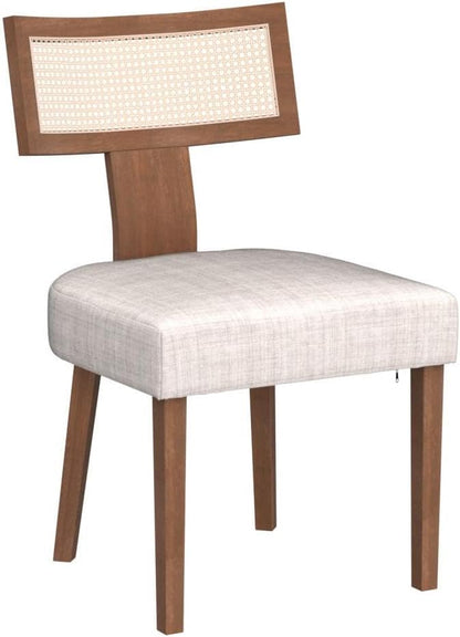HNY Mid Century Modern Rattan Dining Chairs Set of 2, Farmhouse Linen - Image 5