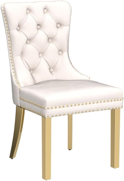 KCC Velvet Dining Chairs Set of 2, Upholstered High-end Tufted Dining Chair - Image 4