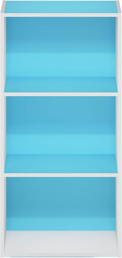 Furinno Luder 3-Tier Open Shelf Bookcase, Light Blue/White - Image 6