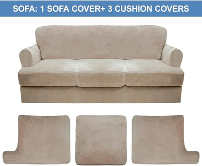 CUCRAF Cushion Sofa Cover 4 Piece Slipcovers, Soft Thick Velvet Couch Cover - Image 5
