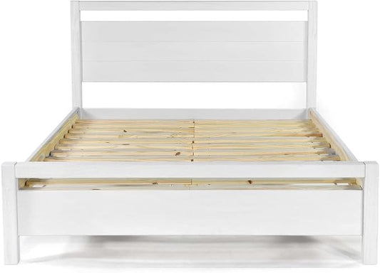 Grain Wood Furniture Loft Queen Size Solid Wood Bed, Brushed White by GrainWoodFurniture