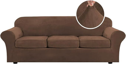 H.VERSAILTEX High Stretch Sofa Slipcover 4 Piece Cover Velvet Furniture by HVERSAILTEX