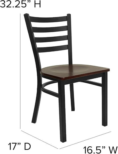 Flash Furniture 2 Pack HERCULES Series Black Ladder Back Metal Restaurant Chair - Image 3
