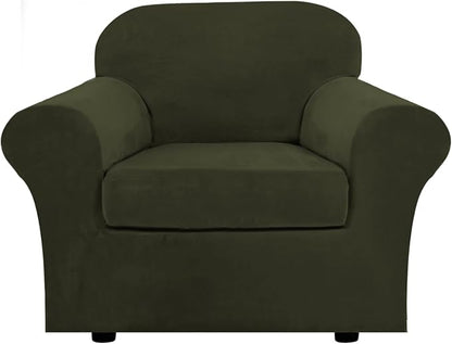 H.VERSAILTEX Rich Velvet Stretch 2 Piece Cover Chair Slipcover Sofa Cover by HVERSAILTEX