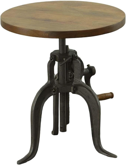Carolina Chair & Table Adjustable Hand Crank 18" Wooden Top Rustic Side Table - Image 4