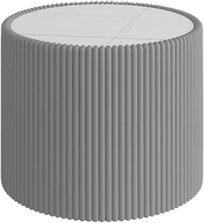 SSLine Round Drum Coffee Table Modern Sintered Stone Top Side End Table in Grey - Image 6