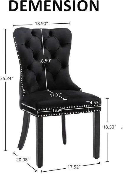 KCC Velvet Dining Chairs Set of 4, Upholstered High-end Tufted Dining Room Chair - Image 3