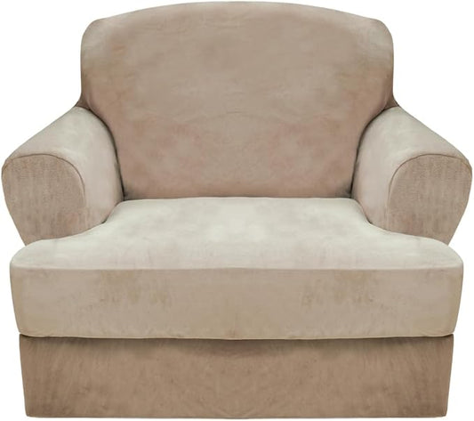 CUCRAF T Cushion Sofa Cover 2 Piece Armchair Slipcovers, Soft Thick Velvet by CUCRAF