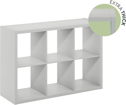 Furinno CUBICLE Book Shelf, 6-Cube Bookshelf, Extra Thick Frame Horizontally & - Image 9