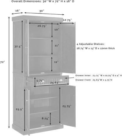 Crosley Furniture Seaside Coastal Pantry Storage Cabinet - Image 3