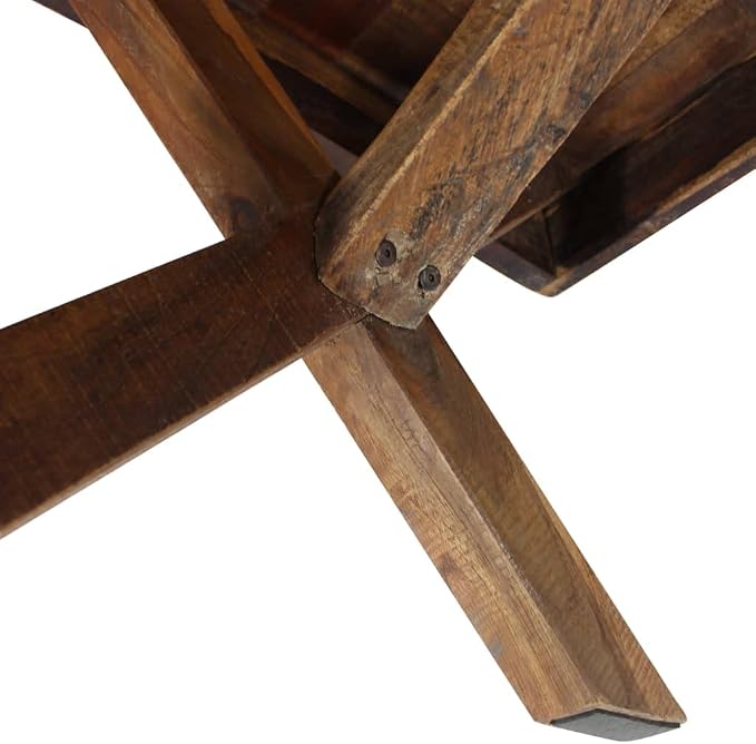Rustic Farmhouse Coffee Table 43.3 Inch Handmade from Mixed Recycled Woods - Image 6