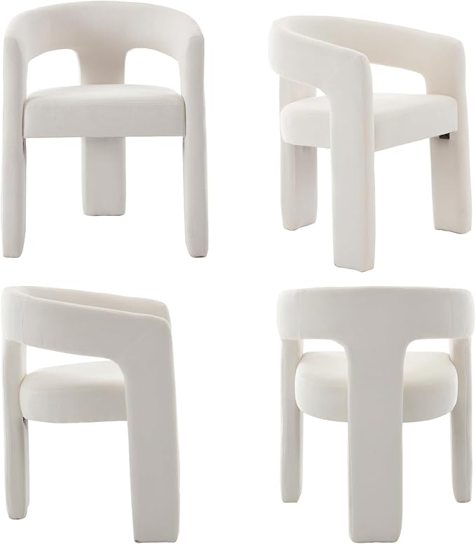 Modern Chenille Barrel Dining Chair Upholstered Fabric Dining Room Chair - Image 10