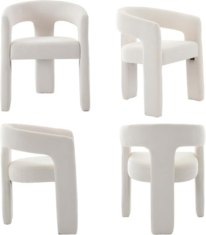 Modern Chenille Dining Chairs Set of 2, Upholstered Barrel Chairs - Image 9