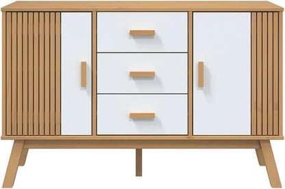White and Brown Solid Pine Wood Sideboard - Image 8