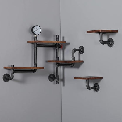 Industrial Rustic Pipe Shelving Floating Shelves Wall Mounted, 5 Laye Modern - Image 7
