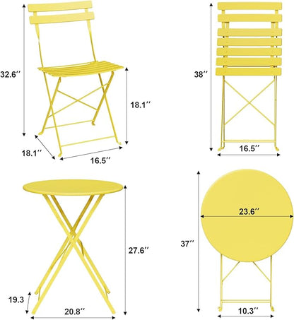GarveeLife 3 Piece Outdoor Bistro Set, Metal Patio Furniture Set - Image 3