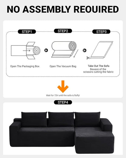 96 Inch Cloud Sectional Couch, Modern Modular Sectional Sofa - Image 4