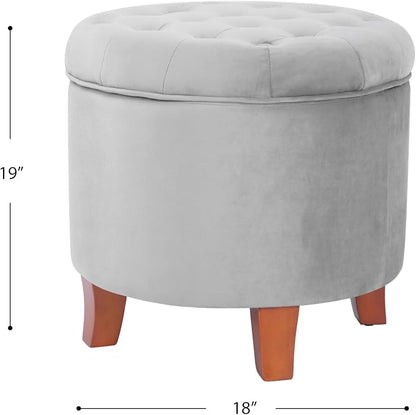 Homepop Home Decor | Upholstered Round Velvet Tufted Foot Rest Ottoman | Ottoman - Image 3