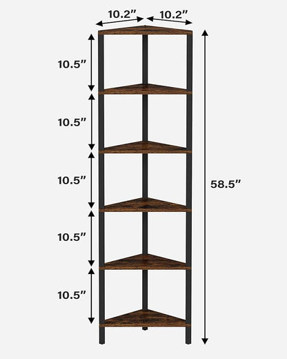 TUTOTAK Corner Shelf, 6-Tier Corner Bookshelf - Image 2