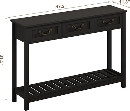ChooChoo Console Table with 3 Drawers, Rustic Entryway Table, Narrow Long Sofa - Image 2