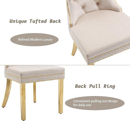 KCC Velvet Dining Chairs Set of 2, Upholstered High-end Tufted Dining Chair - Image 6